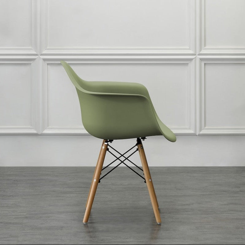 Set de 2 Sillas Eymos , Color Verde, con Espaldar y Patas en Madera