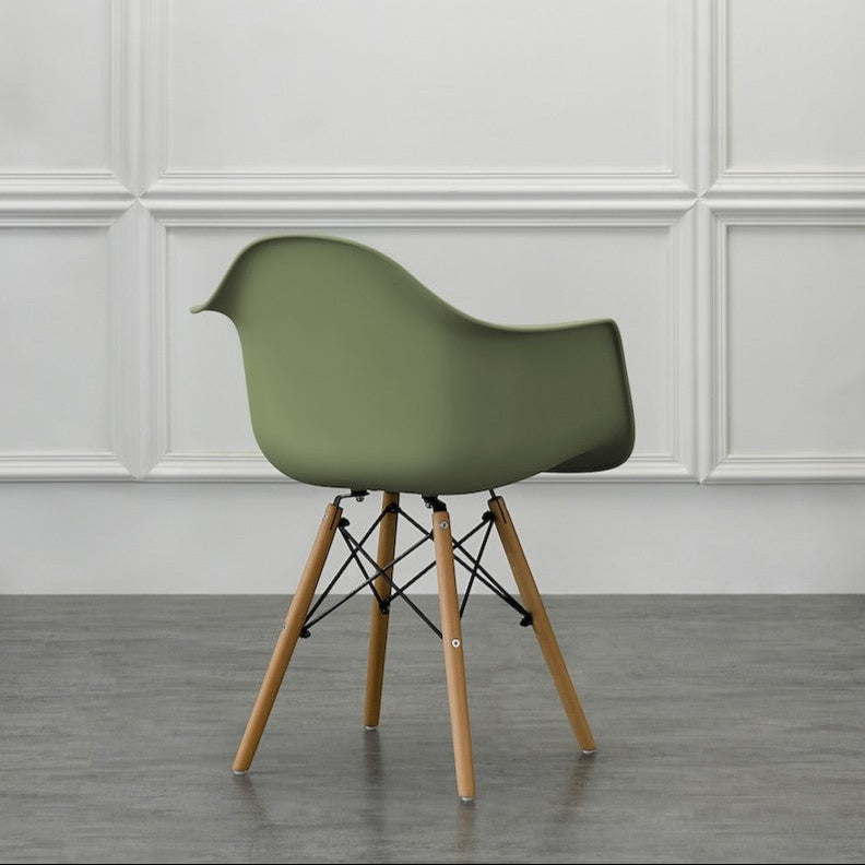 Set de 2 Sillas Eymos , Color Verde, con Espaldar y Patas en Madera