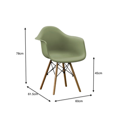 Set de 2 Sillas Eymos , Color Verde, con Espaldar y Patas en Madera