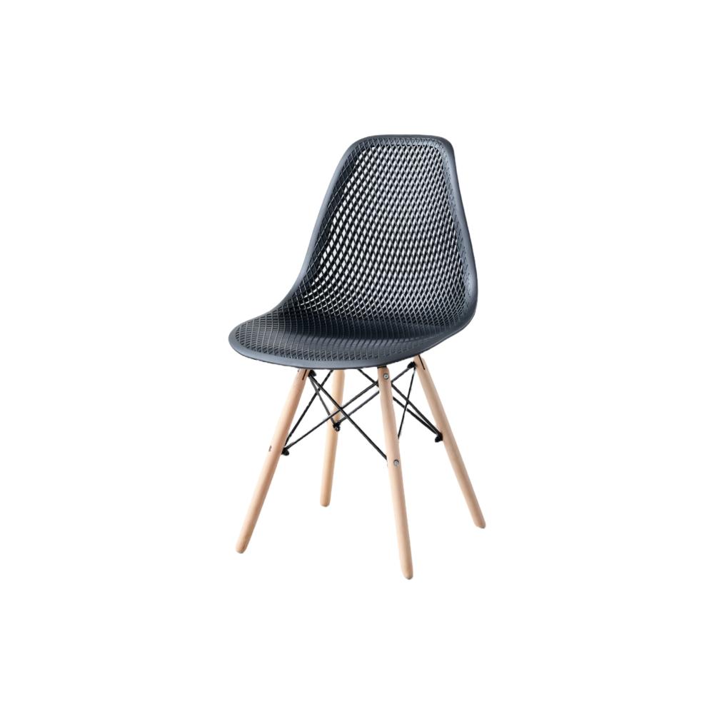 Silla Aira, Color Negro, con Espaldar y Patas en Madera, medidas