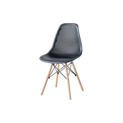 Silla Aira, Color Negro, con Espaldar y Patas en Madera, medidas