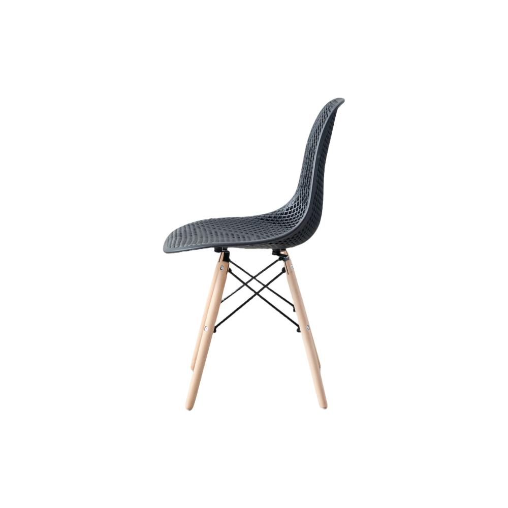 Silla Aira, Color Negro, con Espaldar y Patas en Madera, vista superior