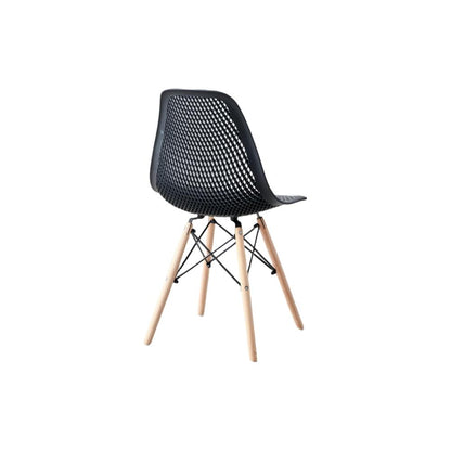 Silla Aira, Color Negro, con Espaldar y Patas en Madera, abierto