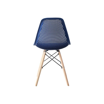 Silla Aira, Color Azul, con Espaldar y Patas en Madera, detalle interior