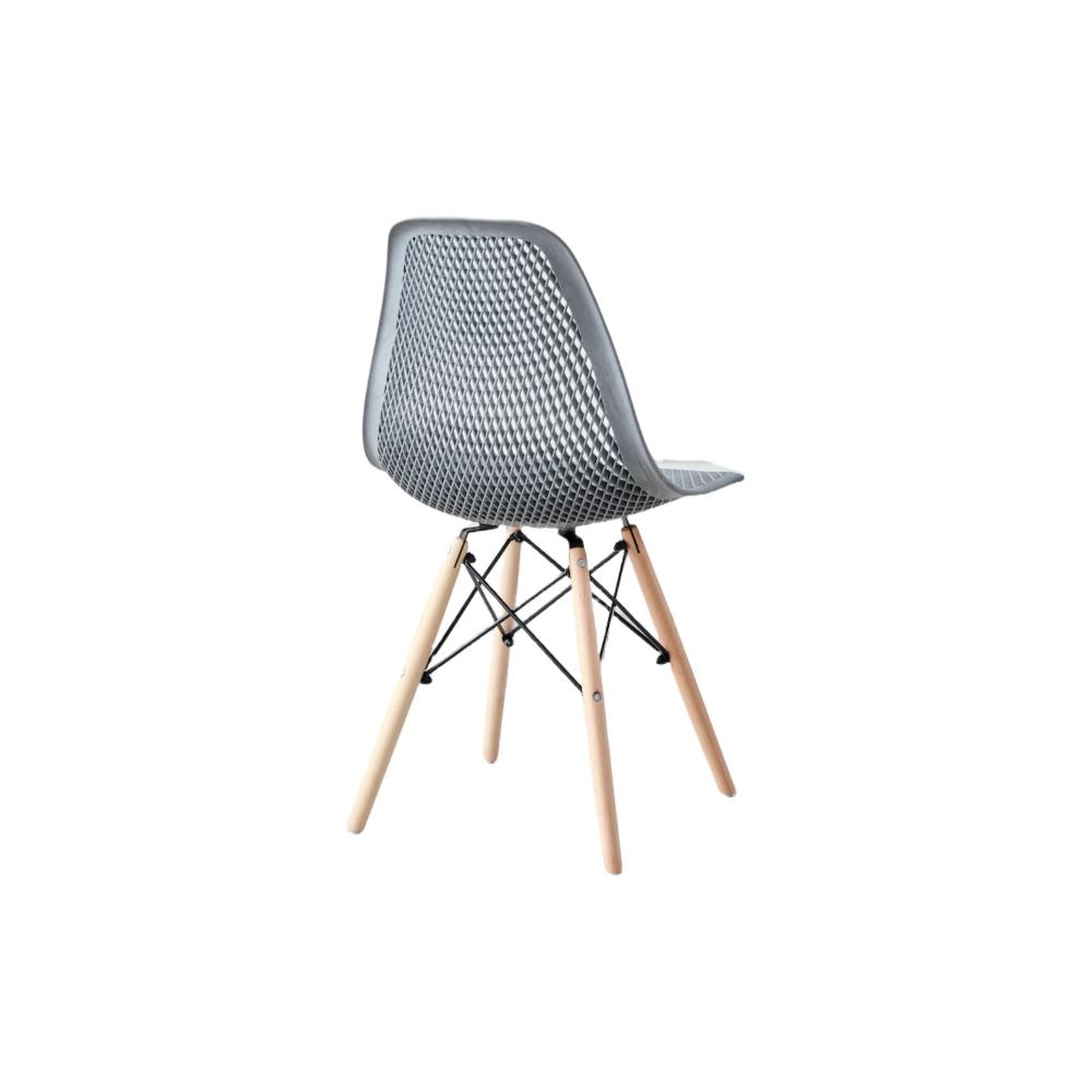 Silla Aira, Color Gris Oscuro, con Espaldar y Patas en Madera, abierto