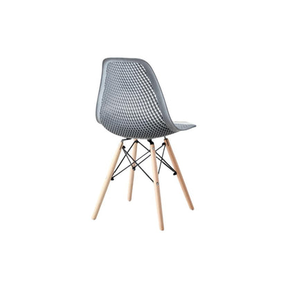Silla Aira, Color Gris Oscuro, con Espaldar y Patas en Madera, abierto