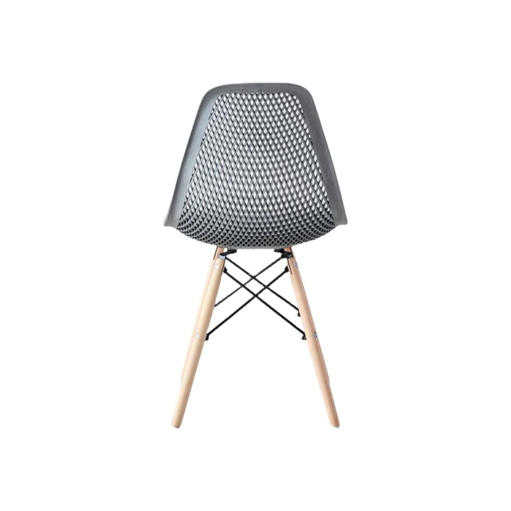Silla Aira, Color Gris Oscuro, con Espaldar y Patas en Madera, detalle interior