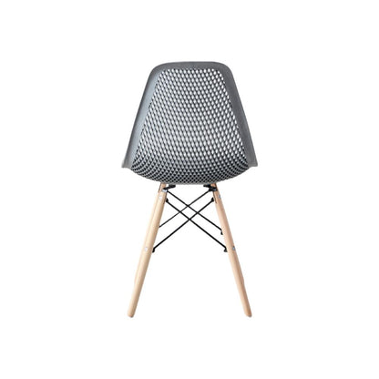 Silla Aira, Color Gris Oscuro, con Espaldar y Patas en Madera, detalle interior