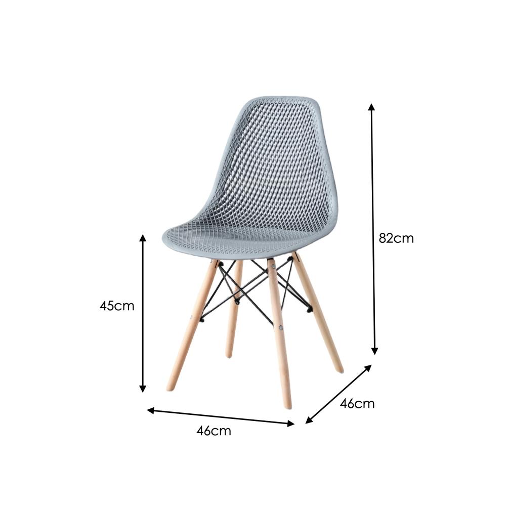Silla Aira, Color Gris Oscuro, con Espaldar y Patas en Madera, vista en perspectiva