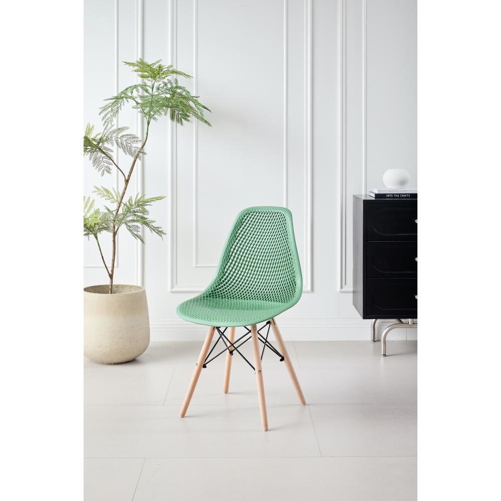 Set de 2 Sillas Aira, Color Verde Oliva, con Espaldar y Patas en Madera