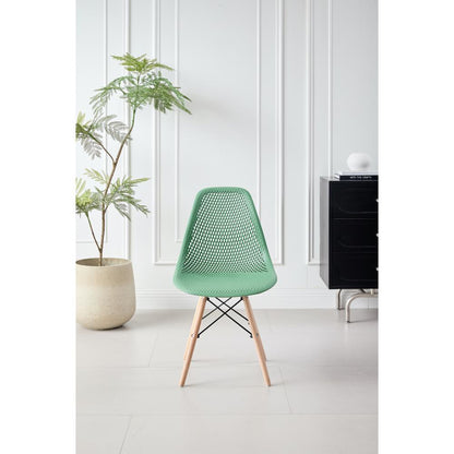 Set de 2 Sillas Aira, Color Verde Oliva, con Espaldar y Patas en Madera
