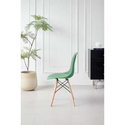 Set de 4 Sillas Aira, Color Verde Oliva, con Espaldar y Patas en Madera