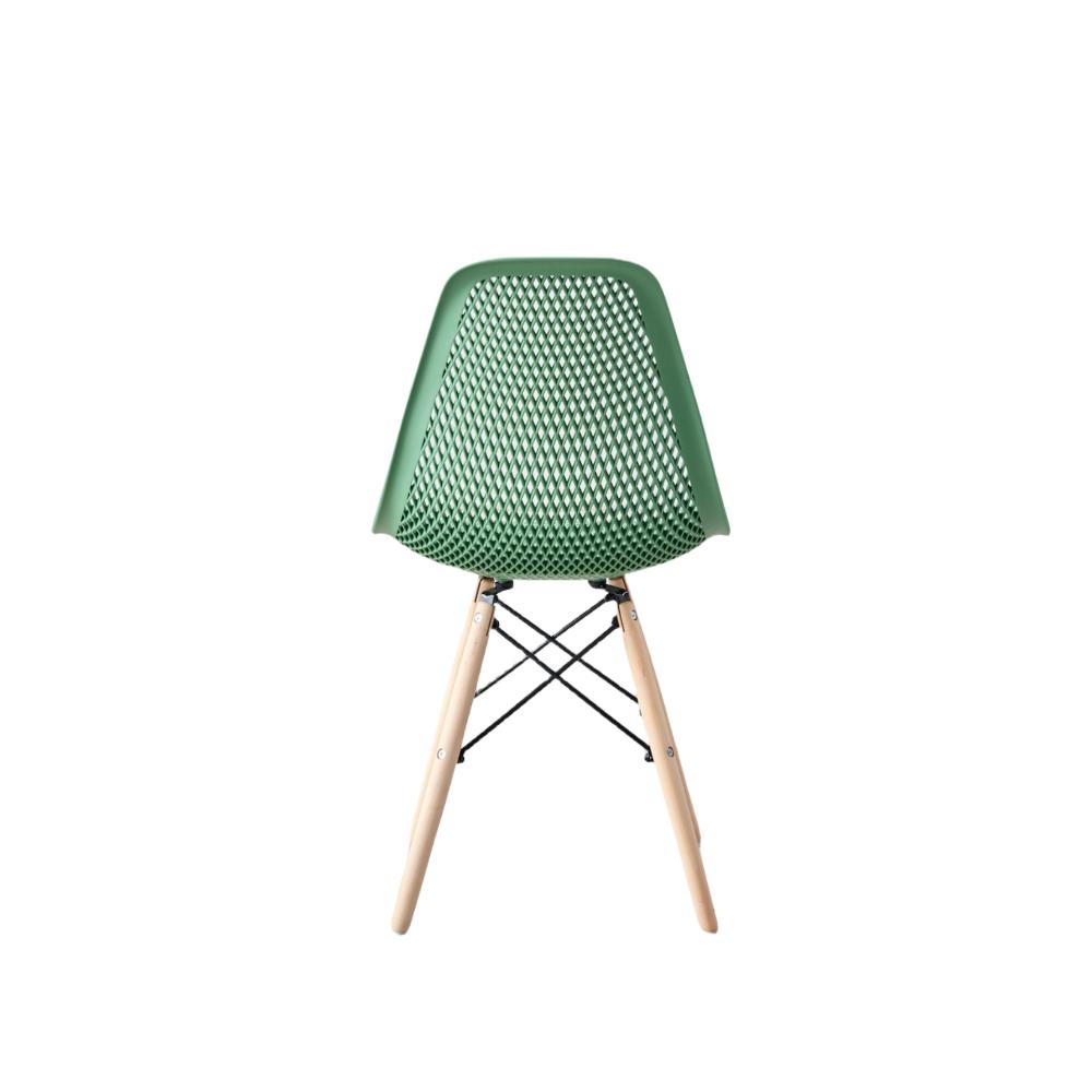 Set de 2 Sillas Aira, Color Verde Oliva, con Espaldar y Patas en Madera