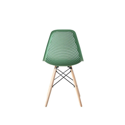 Set de 2 Sillas Aira, Color Verde Oliva, con Espaldar y Patas en Madera