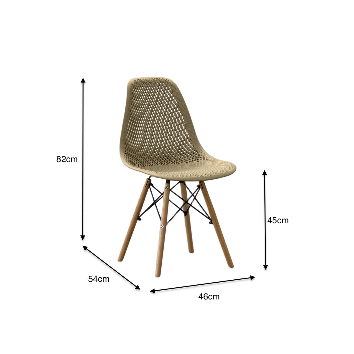 Set de 2 Sillas Aira, Color Khaki, con Espaldar y Patas en Madera