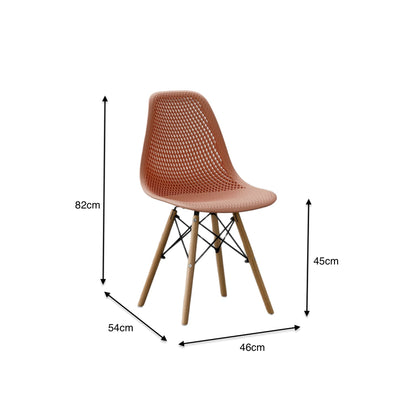 Set de 2 Sillas Aira, Color Salmón, con Espaldar y Patas en Madera