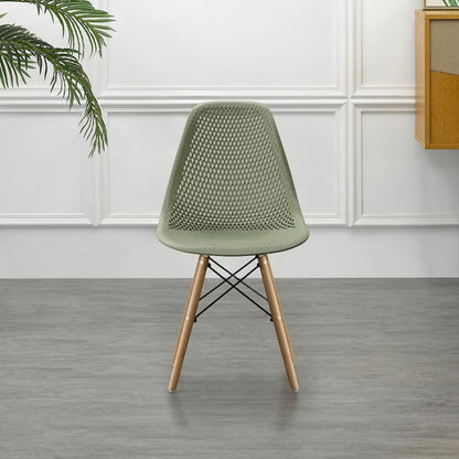 Silla Aira, Color Verde, con Espaldar y Patas en Madera