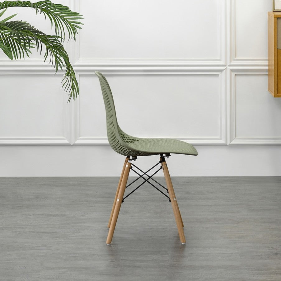 Silla Aira, Color Verde, con Espaldar y Patas en Madera