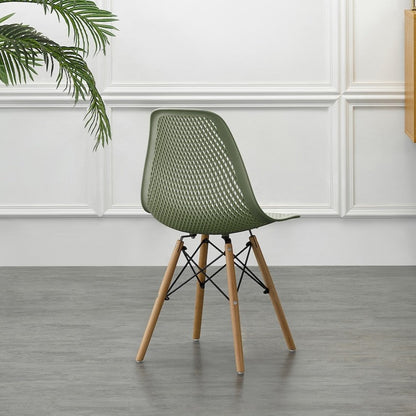 Silla Aira, Color Verde, con Espaldar y Patas en Madera