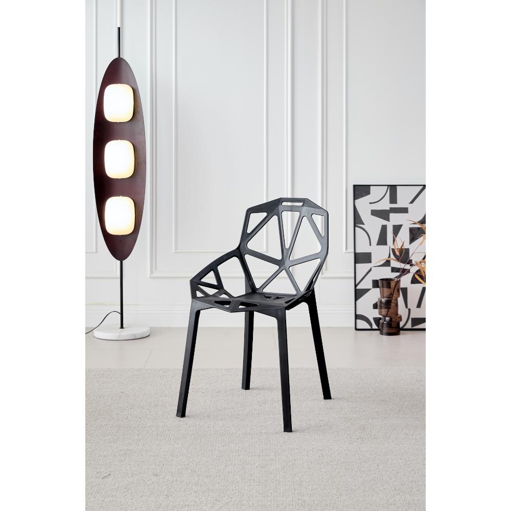 Silla Roxy, Color Negro, con Espaldar y Diseño Moderno, vista frontal