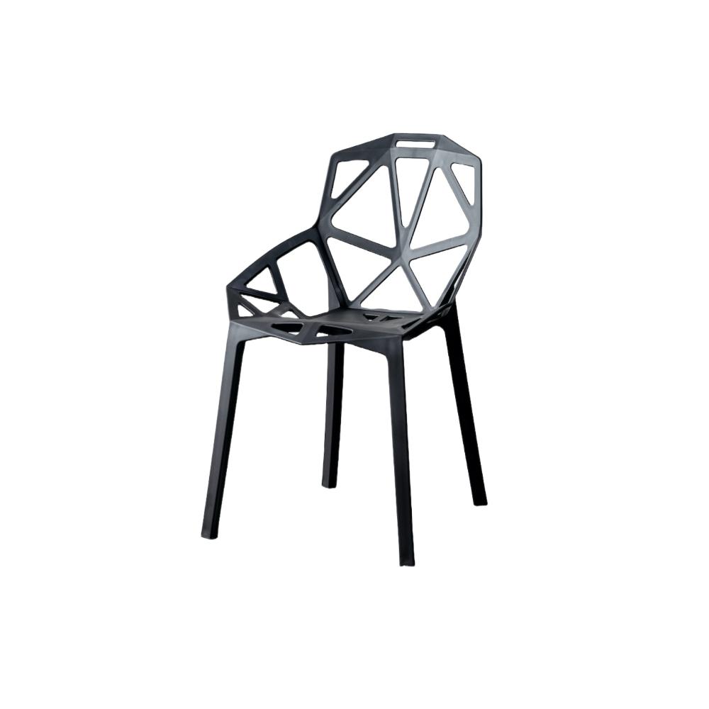 Silla Roxy, Color Negro, con Espaldar y Diseño Moderno, vista en perspectiva