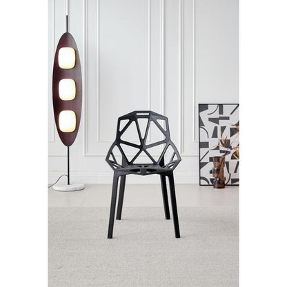 Silla Roxy, Color Negro, con Espaldar y Diseño Moderno, vista lateral