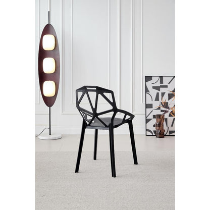 Silla Roxy, Color Negro, con Espaldar y Diseño Moderno, vista posterior