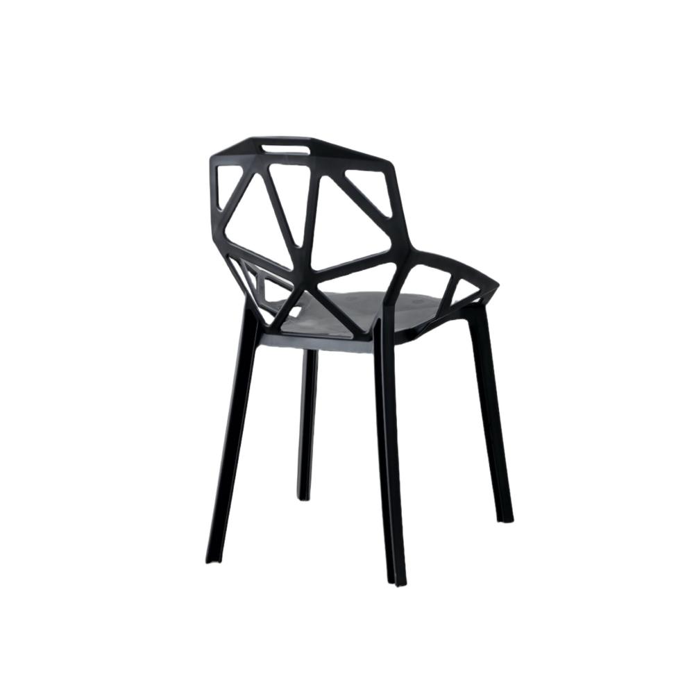 Silla Roxy, Color Negro, con Espaldar y Diseño Moderno, vista lateral