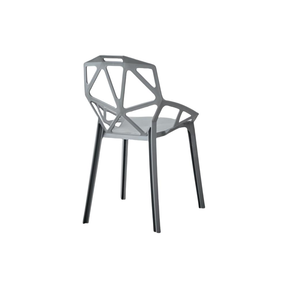 Set de 2 Sillas Roxy, Color Gris Oscuro, con Espaldar y Diseño Moderno, detalle interior