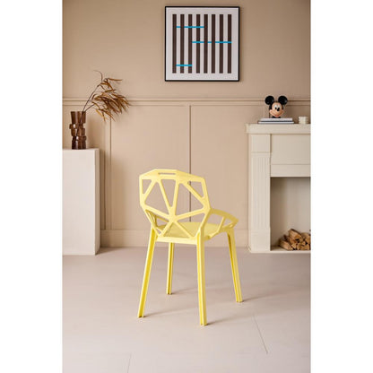 Silla Roxy, Color Amarillo, con Espaldar y Diseño Moderno, vista posterior