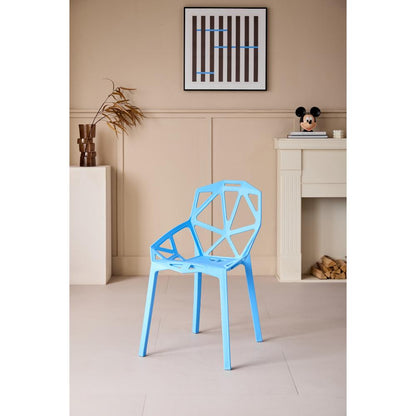 Silla Roxy, Color Azul, con Espaldar y Diseño Moderno, vista frontal