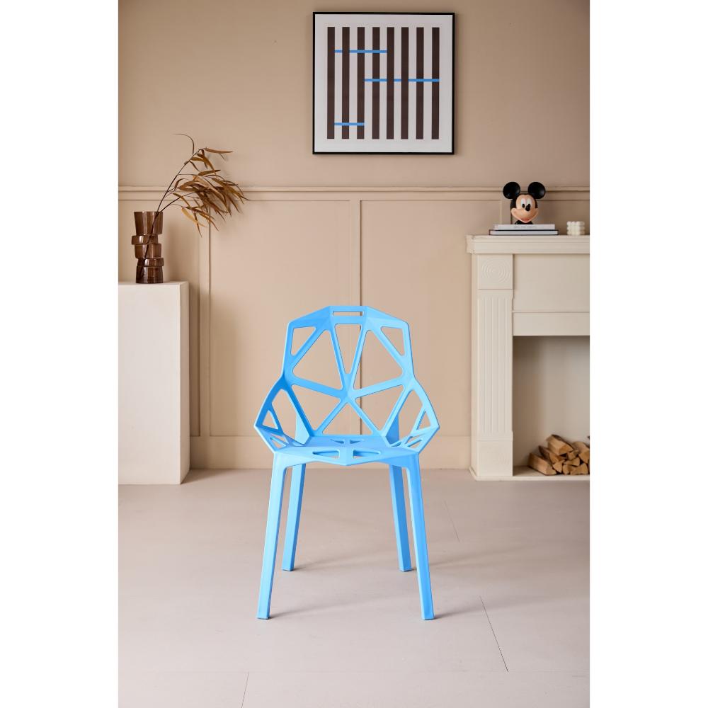 Silla Roxy, Color Azul, con Espaldar y Diseño Moderno, vista lateral