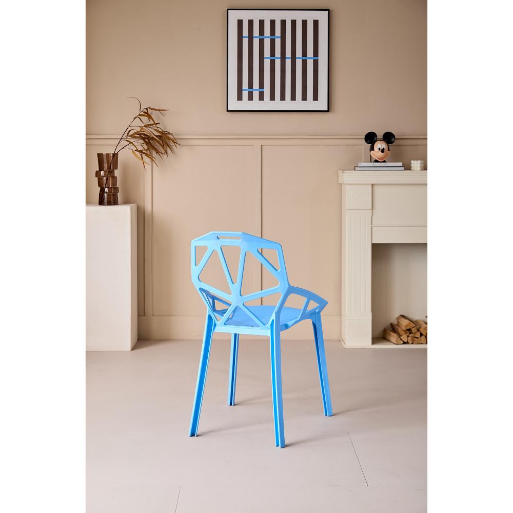 Silla Roxy, Color Azul, con Espaldar y Diseño Moderno, vista posterior