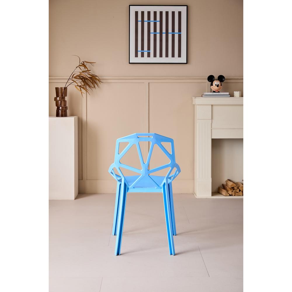 Silla Roxy, Color Azul, con Espaldar y Diseño Moderno, en ambiente