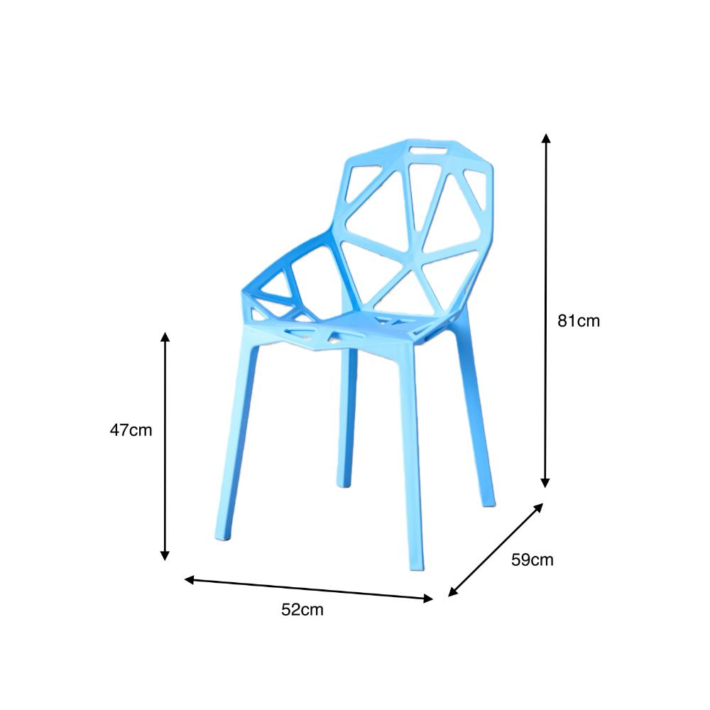 Silla Roxy, Color Azul, con Espaldar y Diseño Moderno, vista en perspectiva