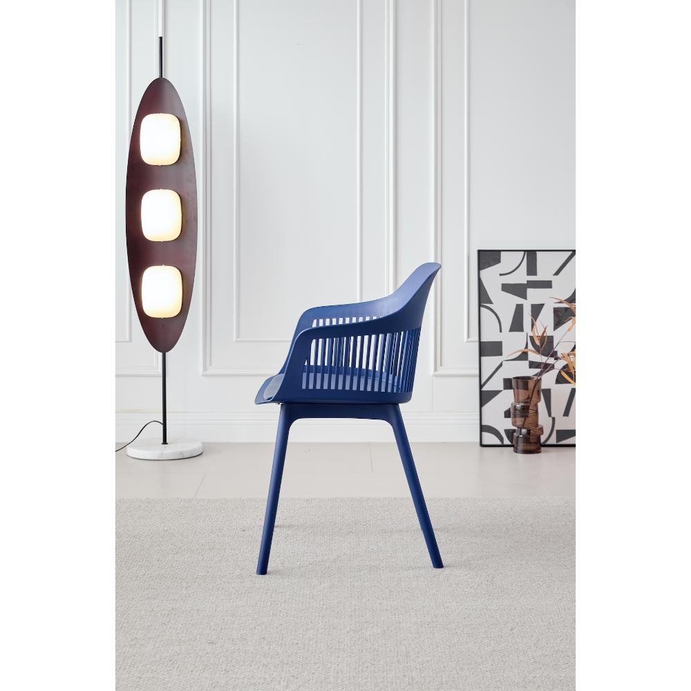 Set de 4 Sillas con Cojín Max, Color Azul, con Espaldar en Rejilla