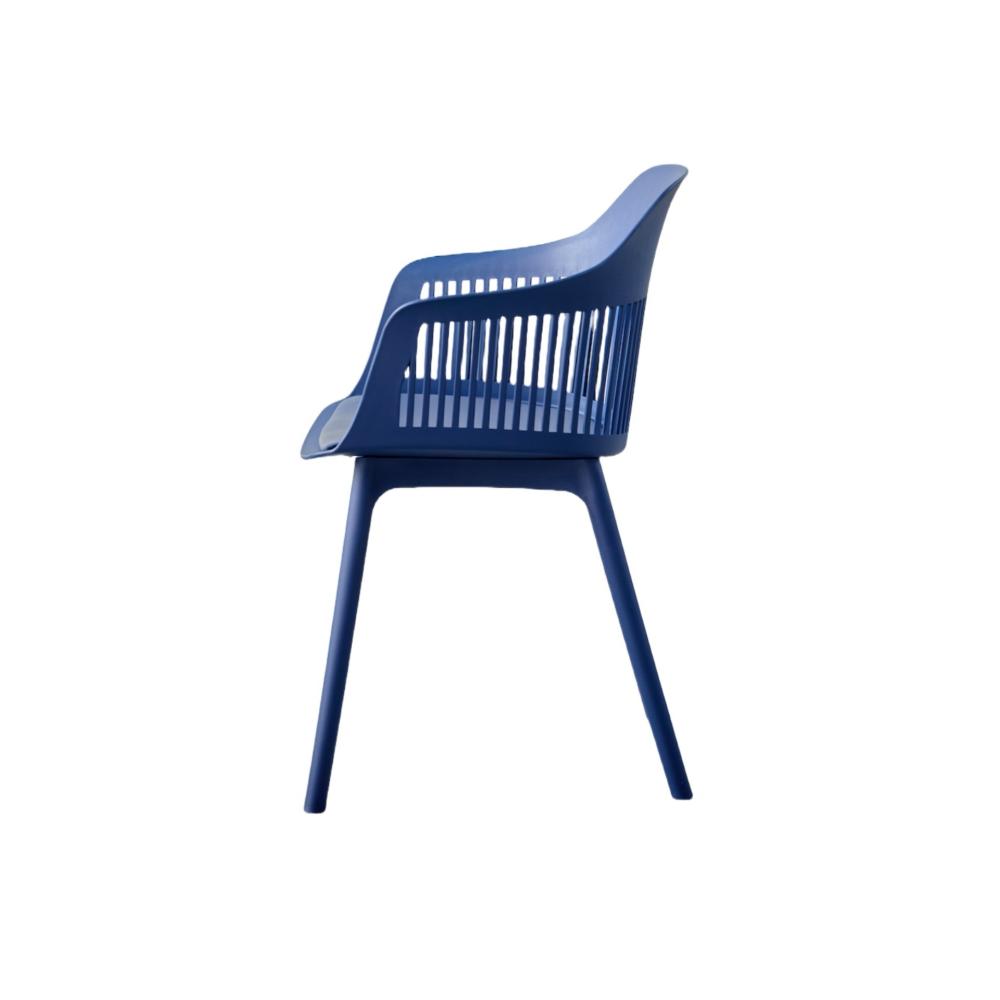 Silla con Cojín Max, Color Azul, con Espaldar en Rejilla, detalle de acabado