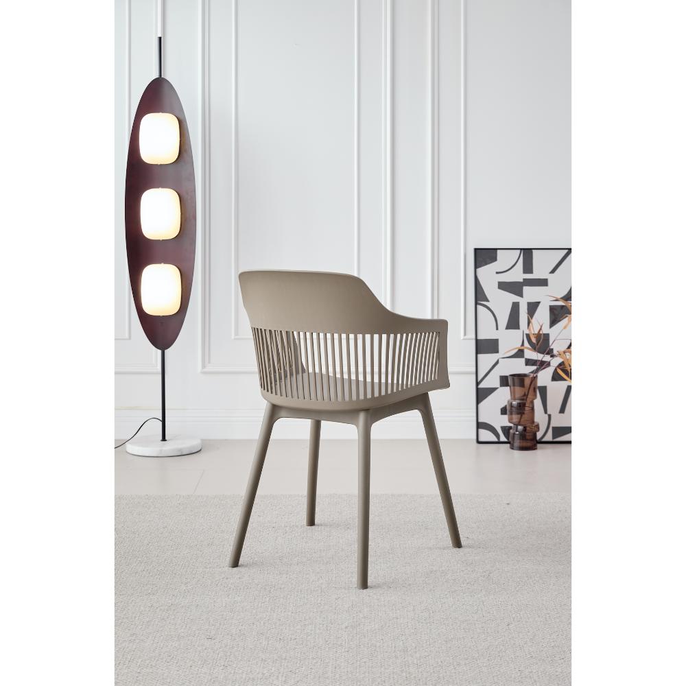 Silla Max taupe con cojín y espaldar en rejilla, detalle