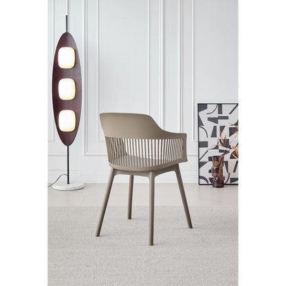 Silla Max taupe con cojín y espaldar en rejilla, detalle