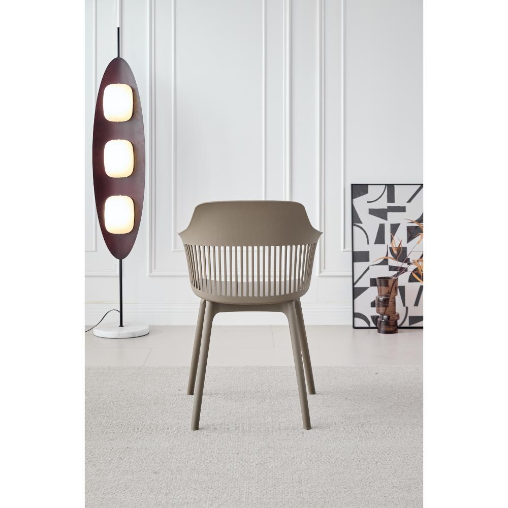 Silla Max taupe con cojín y espaldar en rejilla, vista posterior