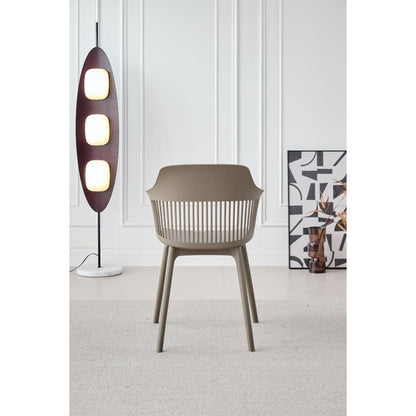 Silla Max taupe con cojín y espaldar en rejilla, vista posterior