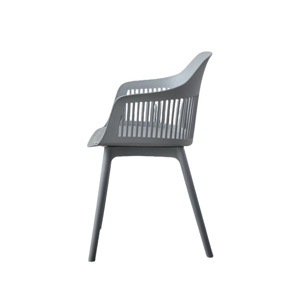 Silla con Cojín Max, Color Gris Oscuro, con Espaldar en Rejilla, detalle de patas