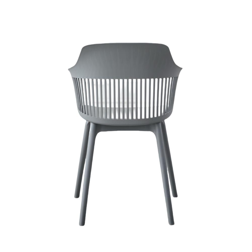 Silla con Cojín Max, Color Gris Oscuro, con Espaldar en Rejilla, vista lateral