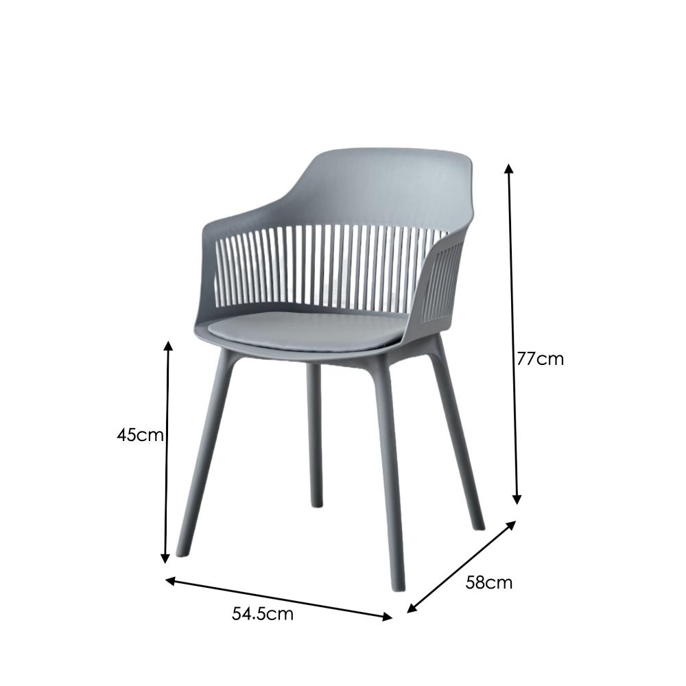 Silla con Cojín Max, Color Gris Oscuro, con Espaldar en Rejilla, detalle