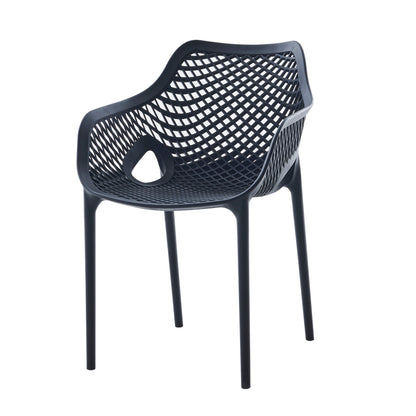 Set de 4 Sillas con Brazos Miame, Negro, con Espaldar y Diseño Moderno