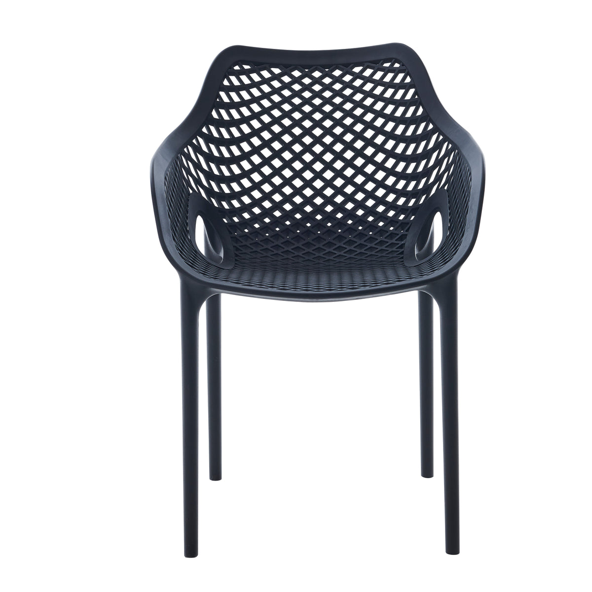 Set de 4 Sillas con Brazos Miame, Negro, con Espaldar y Diseño Moderno