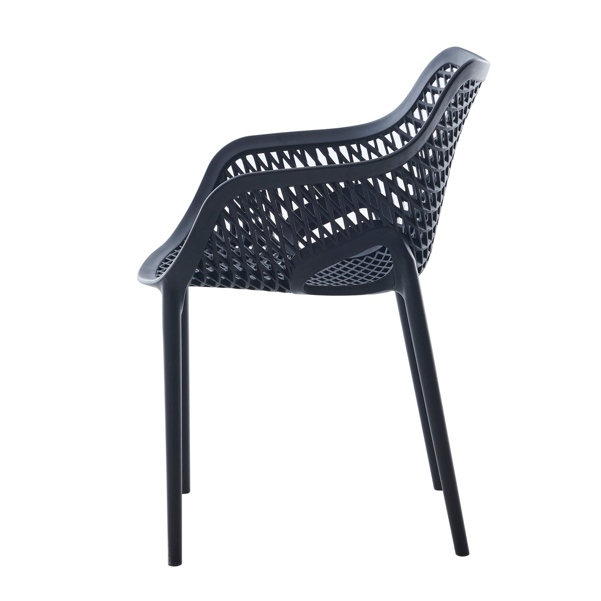 Set de 4 Sillas con Brazos Miame, Negro, con Espaldar y Diseño Moderno