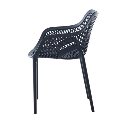 Set de 4 Sillas con Brazos Miame, Negro, con Espaldar y Diseño Moderno