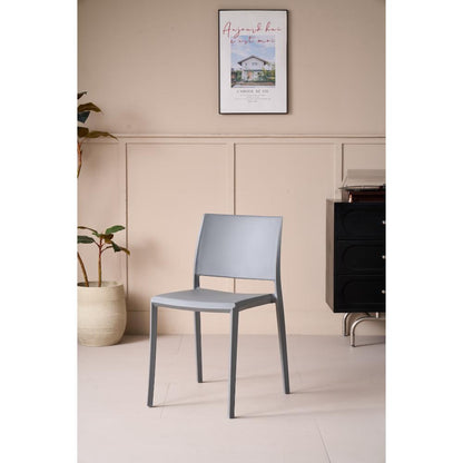Set de 4 Sillas Toledo, Color Gris, con Espaldar Liso y Cuadrado, Diseño Moderno