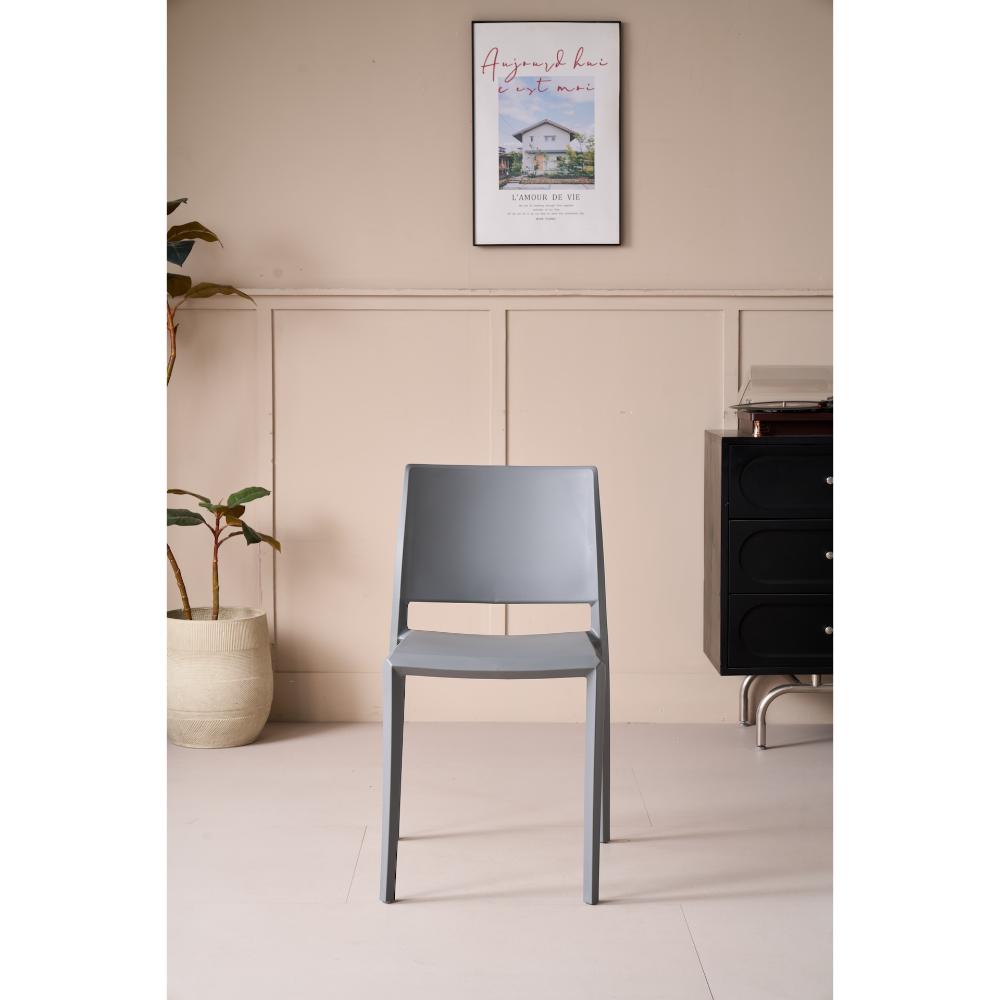 Set de 4 Sillas Toledo, Color Gris, con Espaldar Liso y Cuadrado, Diseño Moderno